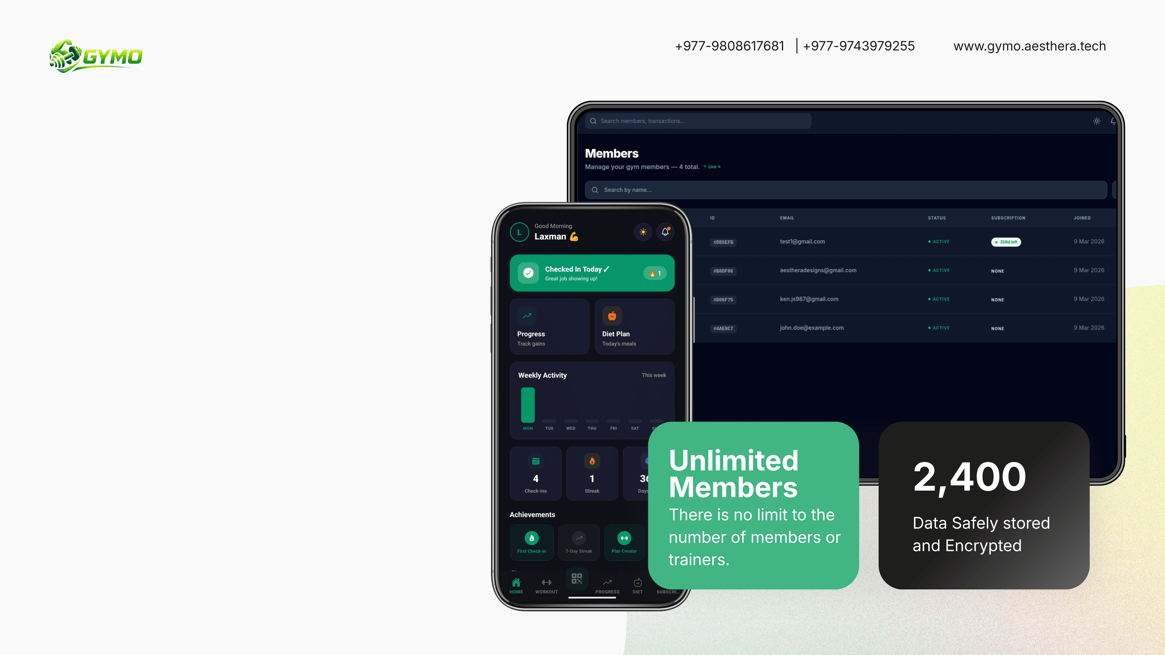 Fitness dashboard interface
